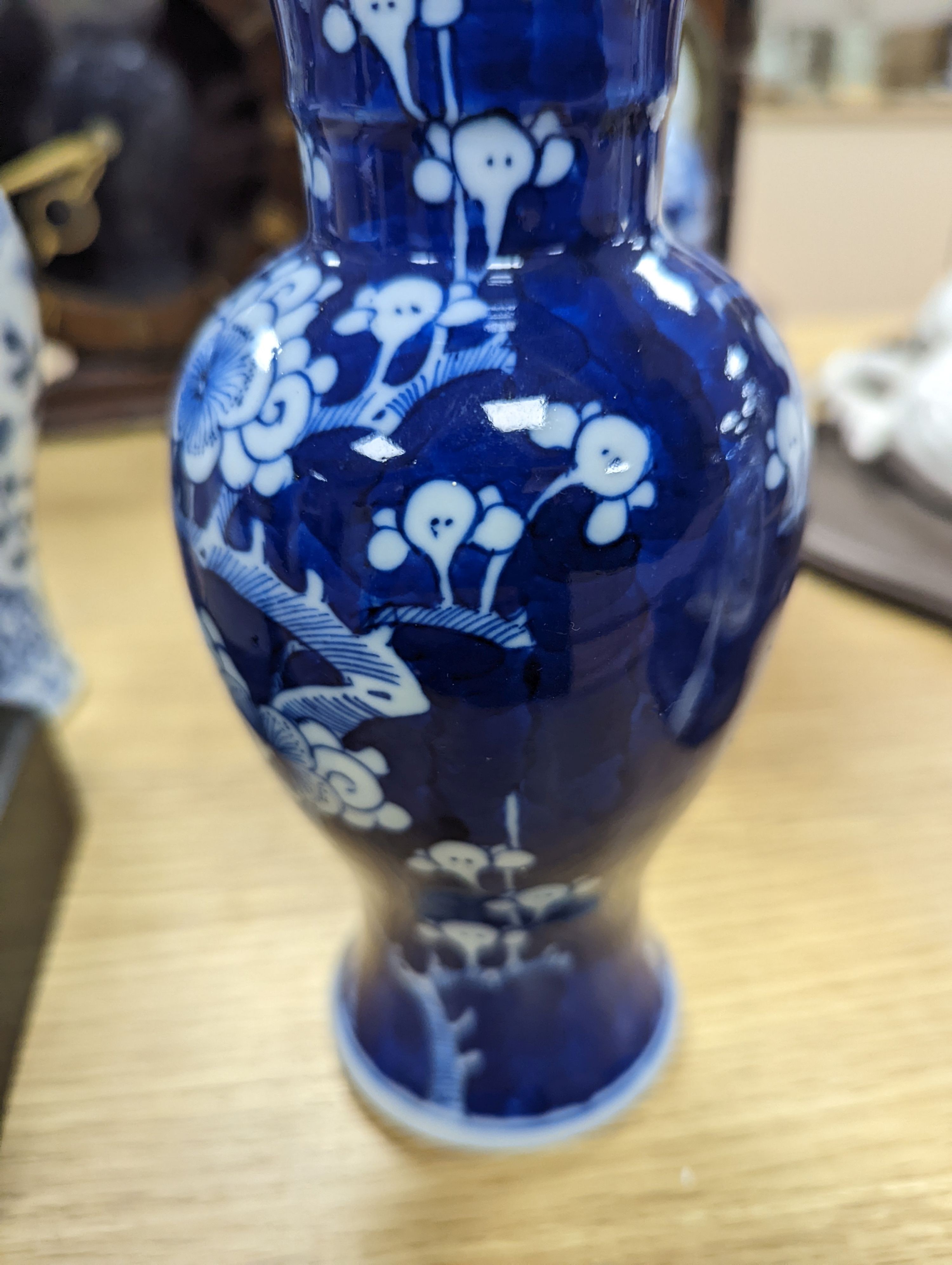 Three Chinese blue and white vases, late 19th/early 20th century, the tallest 19.5 cm
